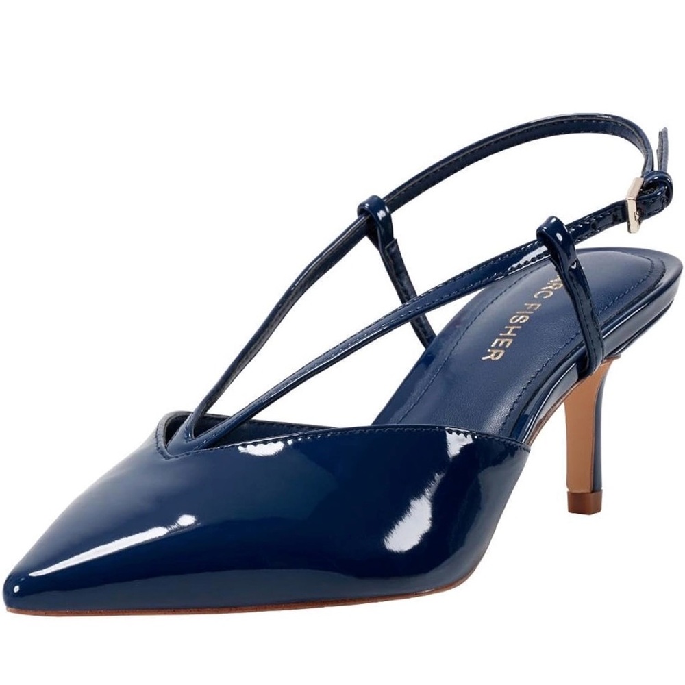 NIB Marc Fisher "Avila" Slingback Dress Heels,Dark Blue Patent Leather Size 6